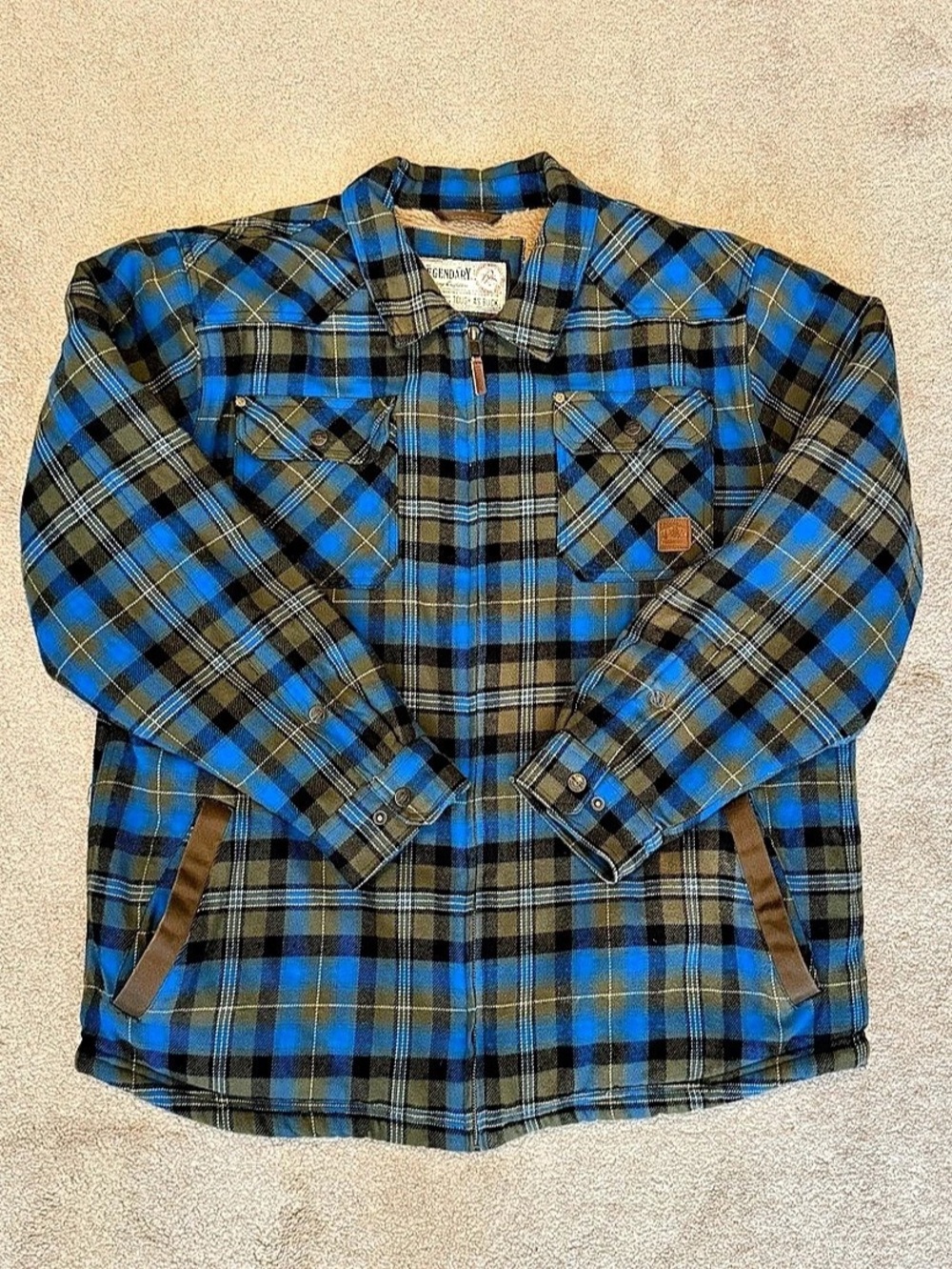 Legendary Whitetails Buck Camp Flannel Shirt Jacket Plaid Shirt Jacket in Blue &